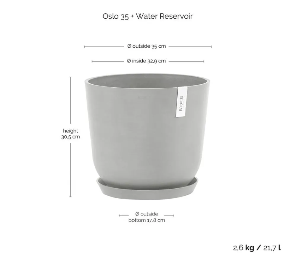Ecopots Blumentöpfe & Übertöpfe > Kunststoff-Topf Oslo mit Wassersystem, rund