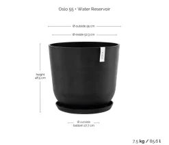Ecopots Kunststoff-Topf Oslo mit Wassersystem, rund Dunkelgrau