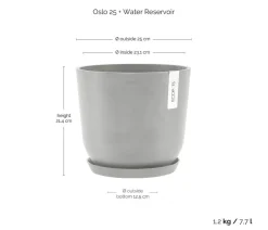 Ecopots Kunststoff-Topf Oslo mit Wassersystem, rund Hellgrau Outlet