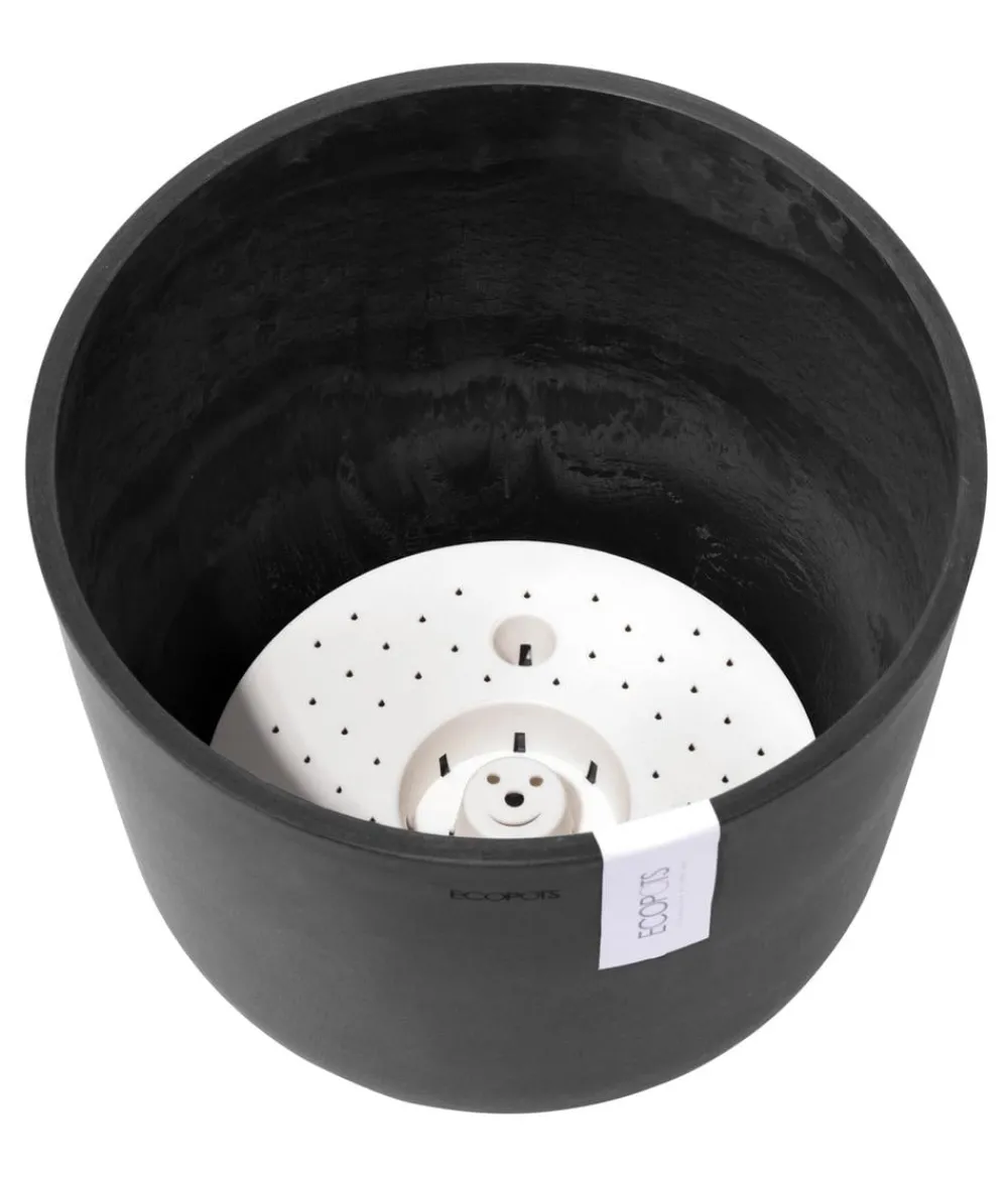 Ecopots Kunststoff-Topf Oslo mit Wassersystem, rund Dunkelgrau Clearance