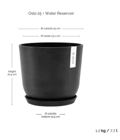 Ecopots Kunststoff-Topf Oslo mit Wassersystem, rund Dunkelgrau Clearance