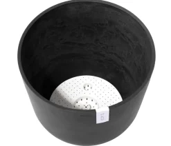 Ecopots Blumentöpfe & Übertöpfe - Kunststoff-Topf Oslo mit Wassersystem, rund Dunkelgrau