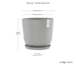 Ecopots Blumentöpfe & Übertöpfe - Kunststoff-Topf Oslo mit Wassersystem, rund Hellgrau