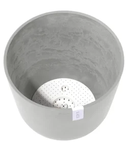 Ecopots Blumentöpfe & Übertöpfe - Kunststoff-Topf Oslo mit Wassersystem, rund Hellgrau