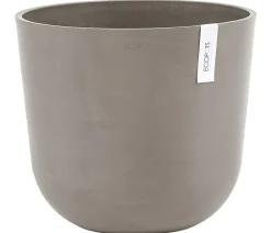 Ecopots Blumentöpfe & Übertöpfe - Kunststoff-Topf Oslo mit Wassersystem, rund Taupe