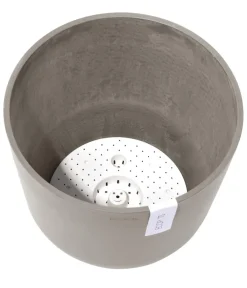 Ecopots Blumentöpfe & Übertöpfe - Kunststoff-Topf Oslo mit Wassersystem, rund Taupe