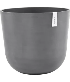 Ecopots Blumentöpfe & Übertöpfe - Kunststoff-Topf Oslo mit Wassersystem, rund Grau
