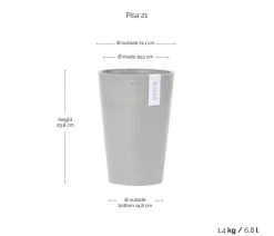 Ecopots Kunststoff-Topf Pisa Hellgrau Hot