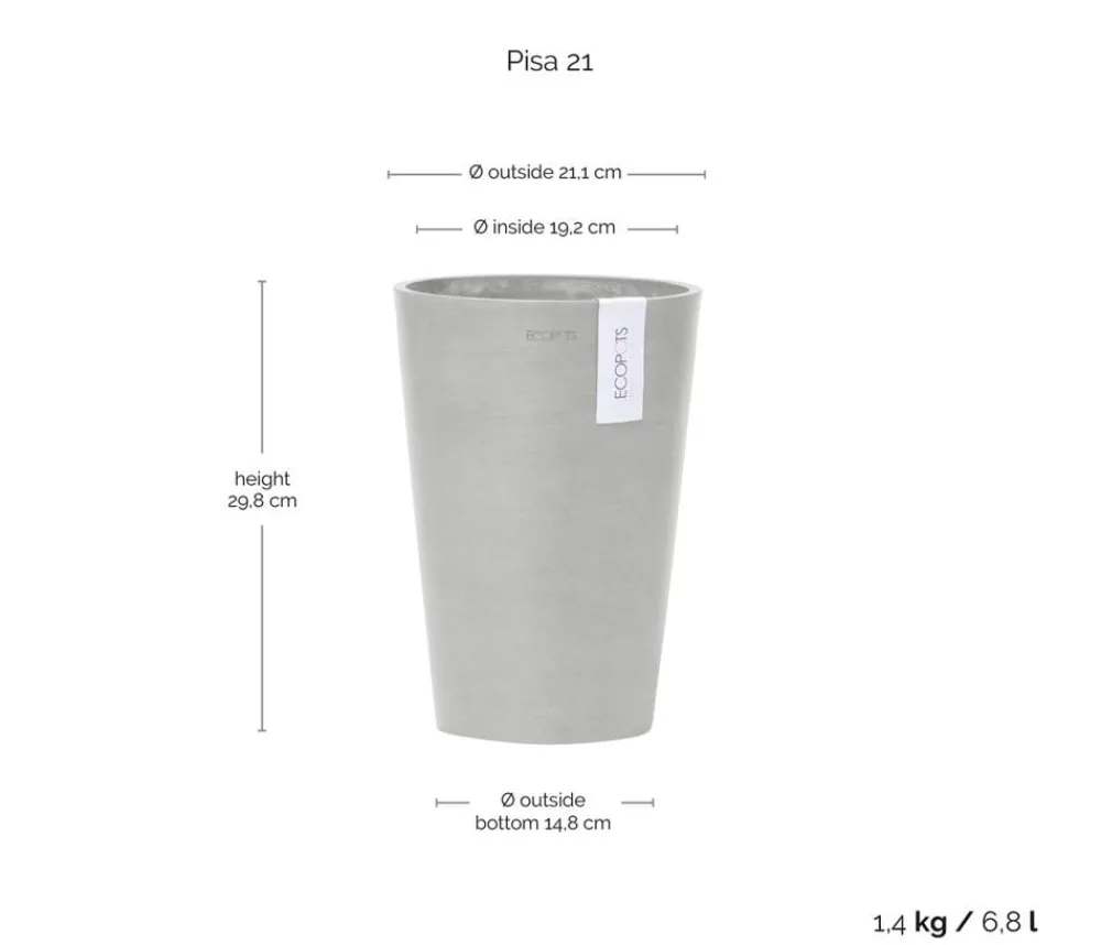 Ecopots Kunststoff-Topf Pisa Hellgrau Hot