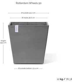 Ecopots Blumentöpfe & Übertöpfe > Kunststoff-Topf Rotterdam mit Rollen und Wassersystem, quadratisch