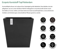 Ecopots Blumentöpfe & Übertöpfe > Kunststoff-Topf Rotterdam mit Wassersystem, quadratisch