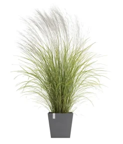 Ecopots Blumentöpfe & Übertöpfe - Kunststoff-Topf Rotterdam mit Wassersystem, quadratisch Grau
