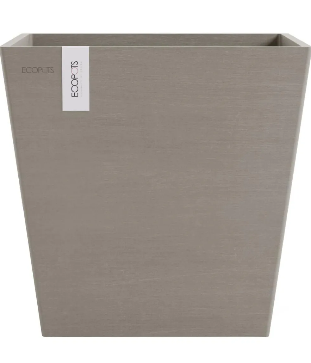 Ecopots Kunststoff-Topf Rotterdam mit Wassersystem, quadratisch Taupe Online