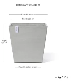 Ecopots Blumentöpfe & Übertöpfe > Kunststoff-Topf Rotterdam mit Rollen und Wassersystem, quadratisch