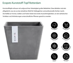 Ecopots Blumentöpfe & Übertöpfe > Kunststoff-Topf Rotterdam, quadratisch