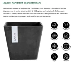 Ecopots Kunststoff-Topf Rotterdam, quadratisch Dunkelgrau Sale