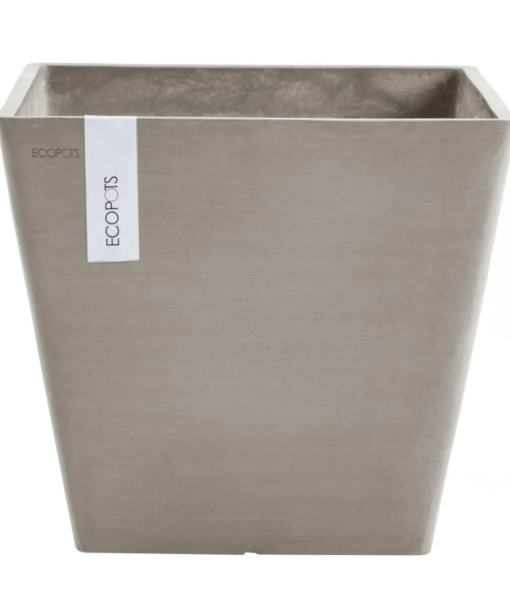 Ecopots Blumentöpfe & Übertöpfe - Kunststoff-Topf Rotterdam, quadratisch Taupe