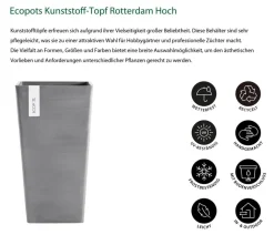 Ecopots Vasen|Blumentöpfe & Übertöpfe > Kunststoff-Topf Rotterdam Hoch, quadratisch