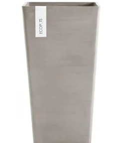 Ecopots Kunststoff-Topf Rotterdam Hoch, quadratisch Taupe Best