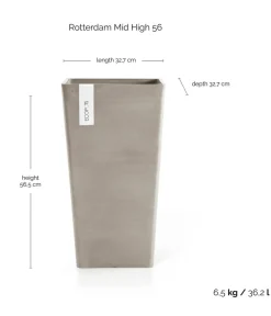 Ecopots Kunststoff-Topf Rotterdam Hoch, quadratisch Taupe Best