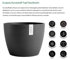 Ecopots Kunststoff-Topf Stockholm, rund Dunkelgrau Clearance