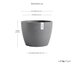 Ecopots Blumentöpfe & Übertöpfe - Kunststoff-Topf Stockholm, rund Grau