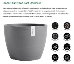 Ecopots Blumentöpfe & Übertöpfe - Kunststoff-Topf Stockholm, rund Grau
