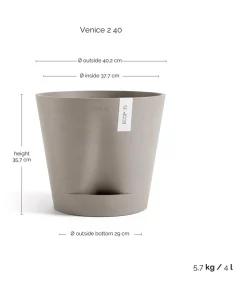 Ecopots Kunststoff-Topf Venice 2, rund Taupe Outlet