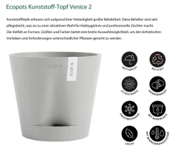 Ecopots Kunststoff-Topf Venice 2, rund Hellgrau