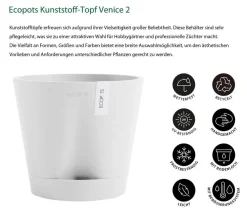 Ecopots Kunststoff-Topf Venice 2, rund Weiß Outlet