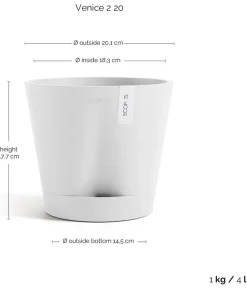 Ecopots Kunststoff-Topf Venice 2, rund Weiß Outlet