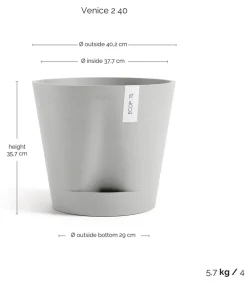 Ecopots Blumentöpfe & Übertöpfe - Kunststoff-Topf Venice 2, rund Hellgrau