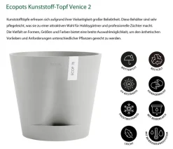 Ecopots Blumentöpfe & Übertöpfe - Kunststoff-Topf Venice 2, rund Hellgrau