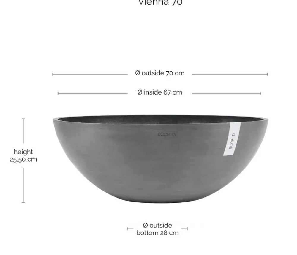 Ecopots Pflanzkübel & Blumenkästen - Kunststoff-Topf Vienna, oval Grau