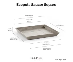 Ecopots Blumentopf Untersetzer > Kunststoff-Untersetzer Rotterdam, quadratisch