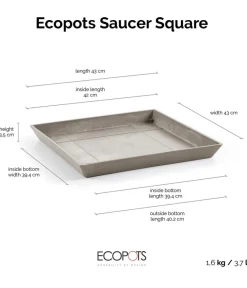 Ecopots Blumentopf Untersetzer > Kunststoff-Untersetzer Rotterdam, quadratisch