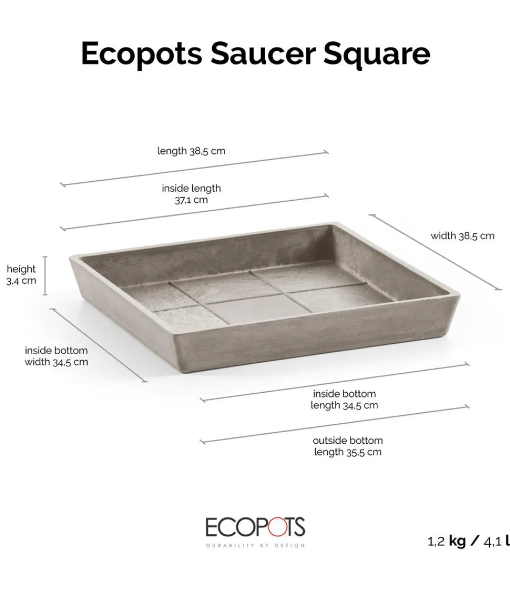 Ecopots Blumentopf Untersetzer > Kunststoff-Untersetzer Rotterdam, quadratisch