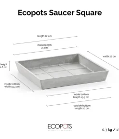 Ecopots Kunststoff-Untersetzer Rotterdam, quadratisch Hellgrau New