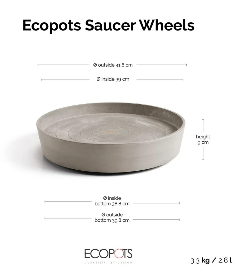 Ecopots Kunststoff-Untersetzer Amsterdam, rund, mit Rollen Taupe New