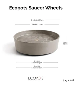 Ecopots Blumentopf Untersetzer - Kunststoff-Untersetzer, rund Taupe