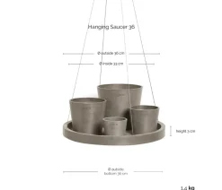 Ecopots Blumentopf Untersetzer|Blumenampeln & -Schalen > Kunststoff-Untersetzer hängend, rund, ca. Ø36/H3 cm