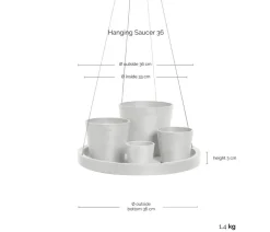 Ecopots Kunststoff-Untersetzer hängend, rund, ca. Ø36/H3 cm Weiß Discount