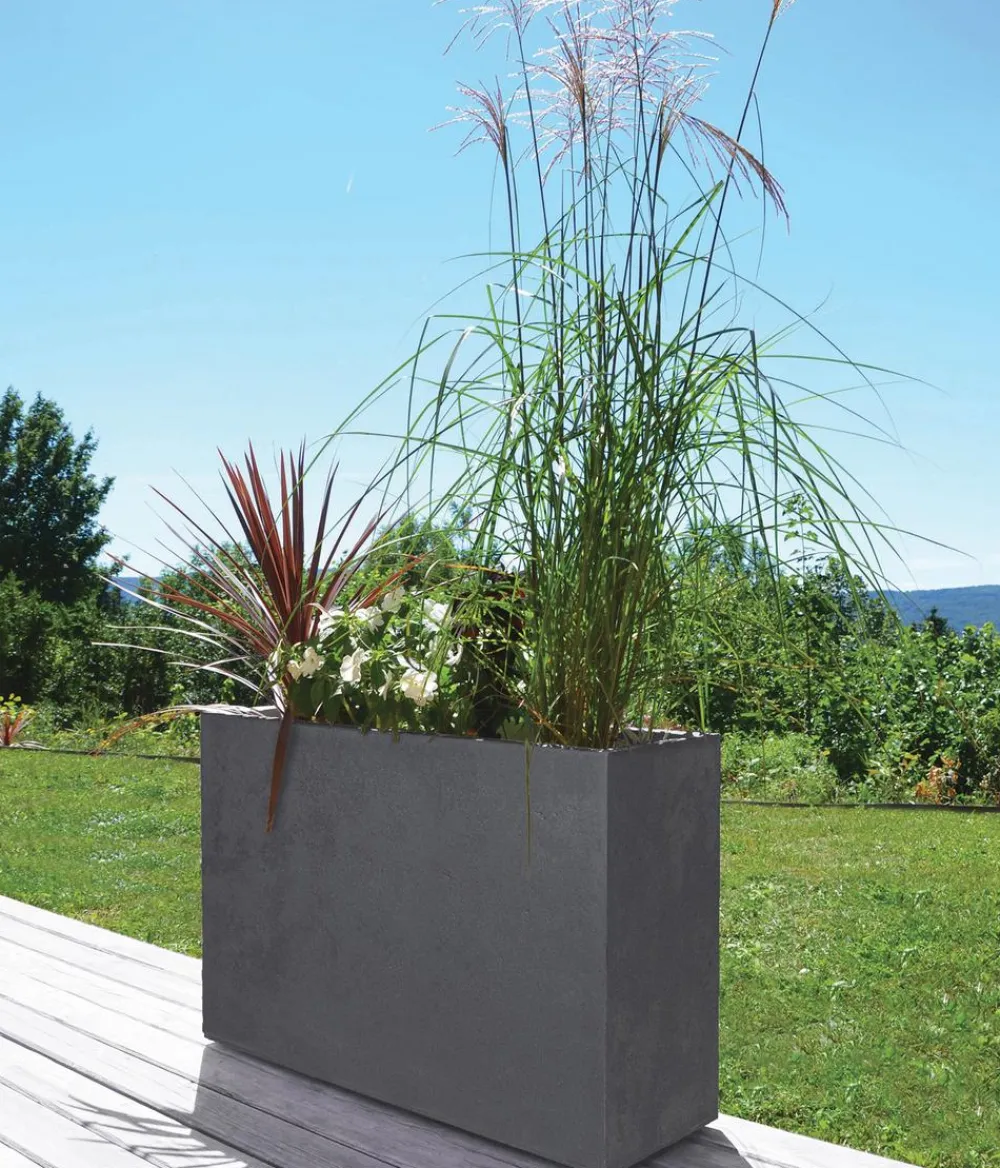 EDA Kunststoff-Blumenkasten Basalt Loft L, rechteckig, , ca. B78,5/H60/T29,5 cm Anthrazit Outlet