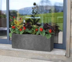 EDA Kunststoff-Pflanzkasten Basalt Up, rechteckig, Anthrazit Sale