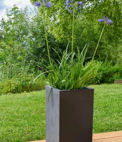 EDA Kunststoff-Topf Basalt Up, quadratisch, ca. B30/H50/T30 cm Anthrazit New