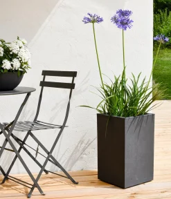 EDA Kunststoff-Topf Basalt Up, quadratisch, ca. B30/H50/T30 cm Anthrazit New