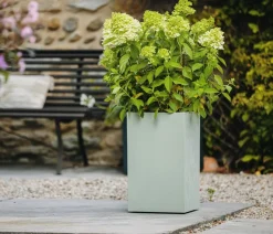 EDA Pflanzkübel & Blumenkästen - Kunststoff-Topf Basalt Up, quadratisch, ca. B30/H50/T30 cm Grün