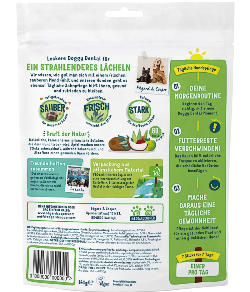 Edgard & Cooper® Hundeleckerlies|Funktionelle Leckerlies - Edgard & Cooper Hundesnack Doggy Dental, Apfel & Eukalyptusöl,