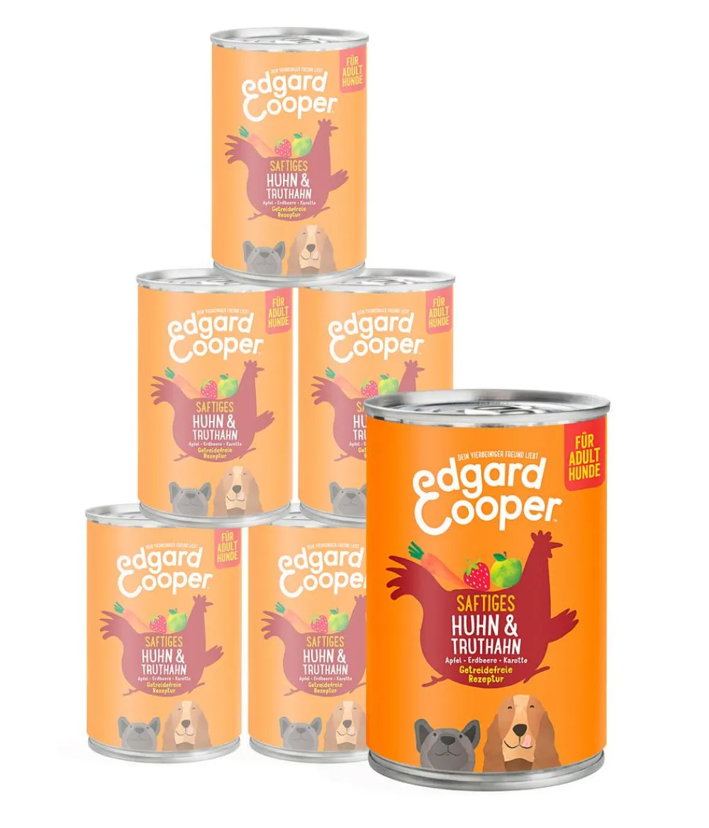 Edgard & Cooper® Nassfutter Hund > Edgard & Cooper Nassfutter für Hunde, Saftiges Huhn & Truthahn Adult, 6 x 400 g