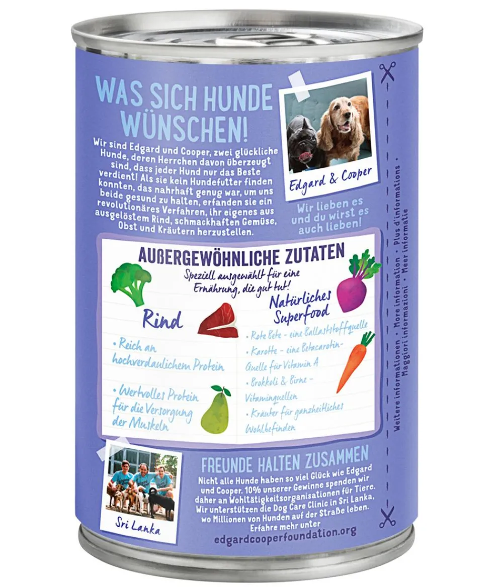 Edgard & Cooper® Edgard & Cooper Nassfutter für Hunde, Köstliches Rind Adult, 6 x 400 g